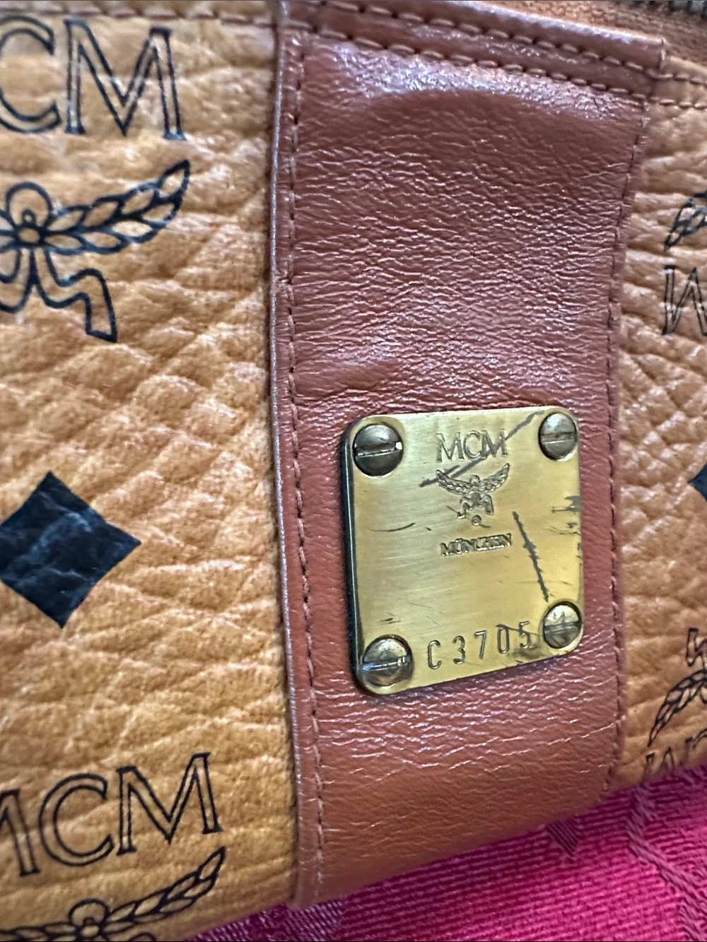 MCM Cognac Leather & Black Visetos Waist Bag - Picture 2 of 5